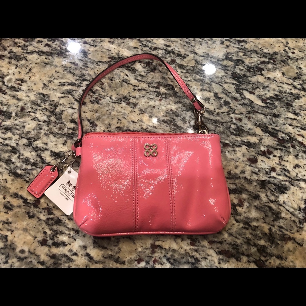 Pink Patent Leather Coach Wristlet New With Tags